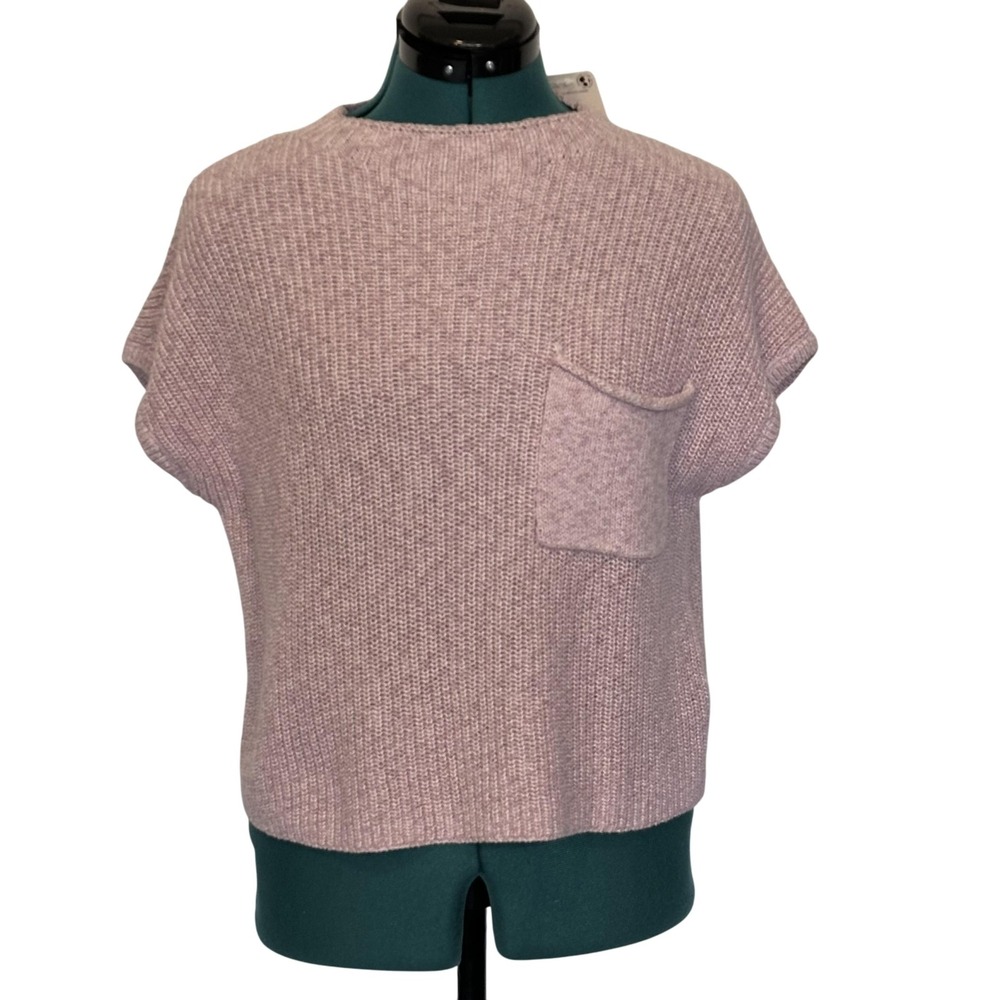 Free People Sweater Womens XS Lavender Falling Petals FP Beach Boxy‎ Knit Pocket
